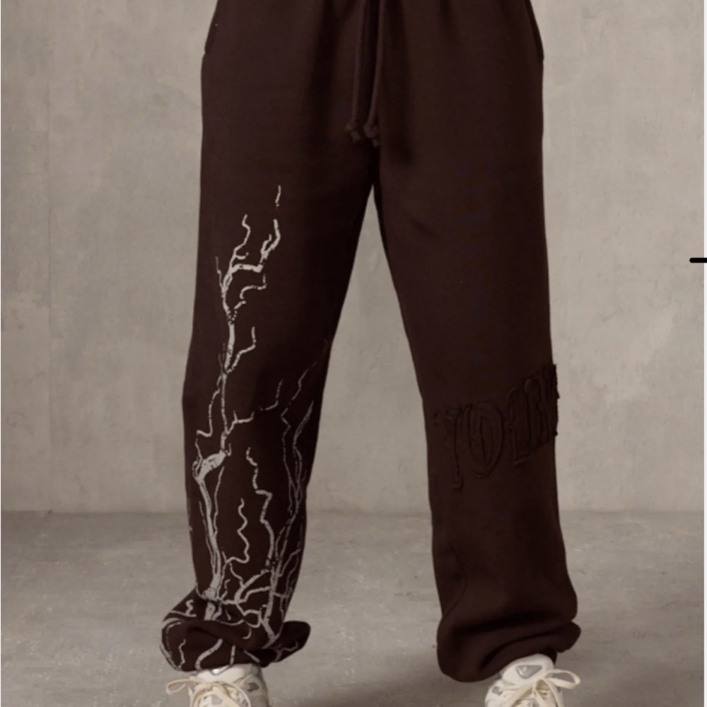 YoungLA Brown Joggers with Abstract Design